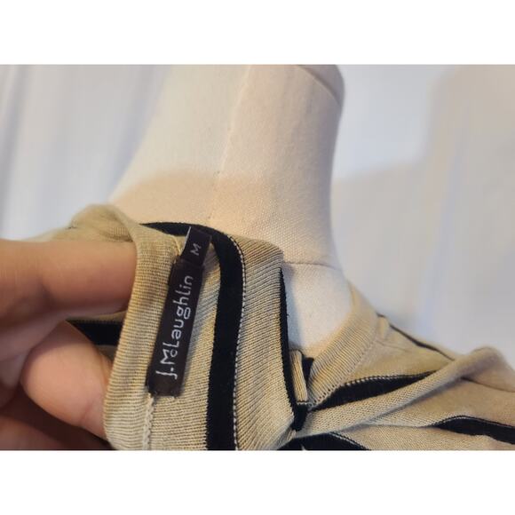 J. McLaughlin Brown Cream Striped Textured Pullover Sweater Medium - Picture 5 of 5